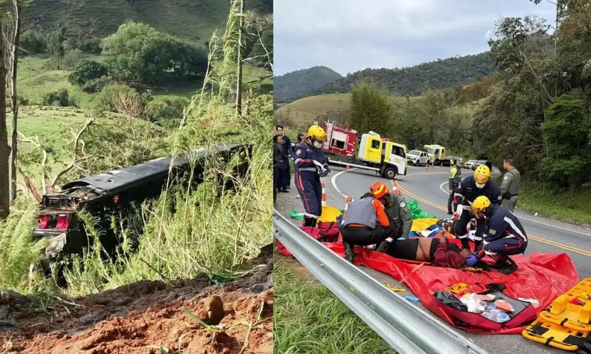 Acidente com ônibus em Cruzeiro deixa cinco mortos após veículo cair em ribanceira
