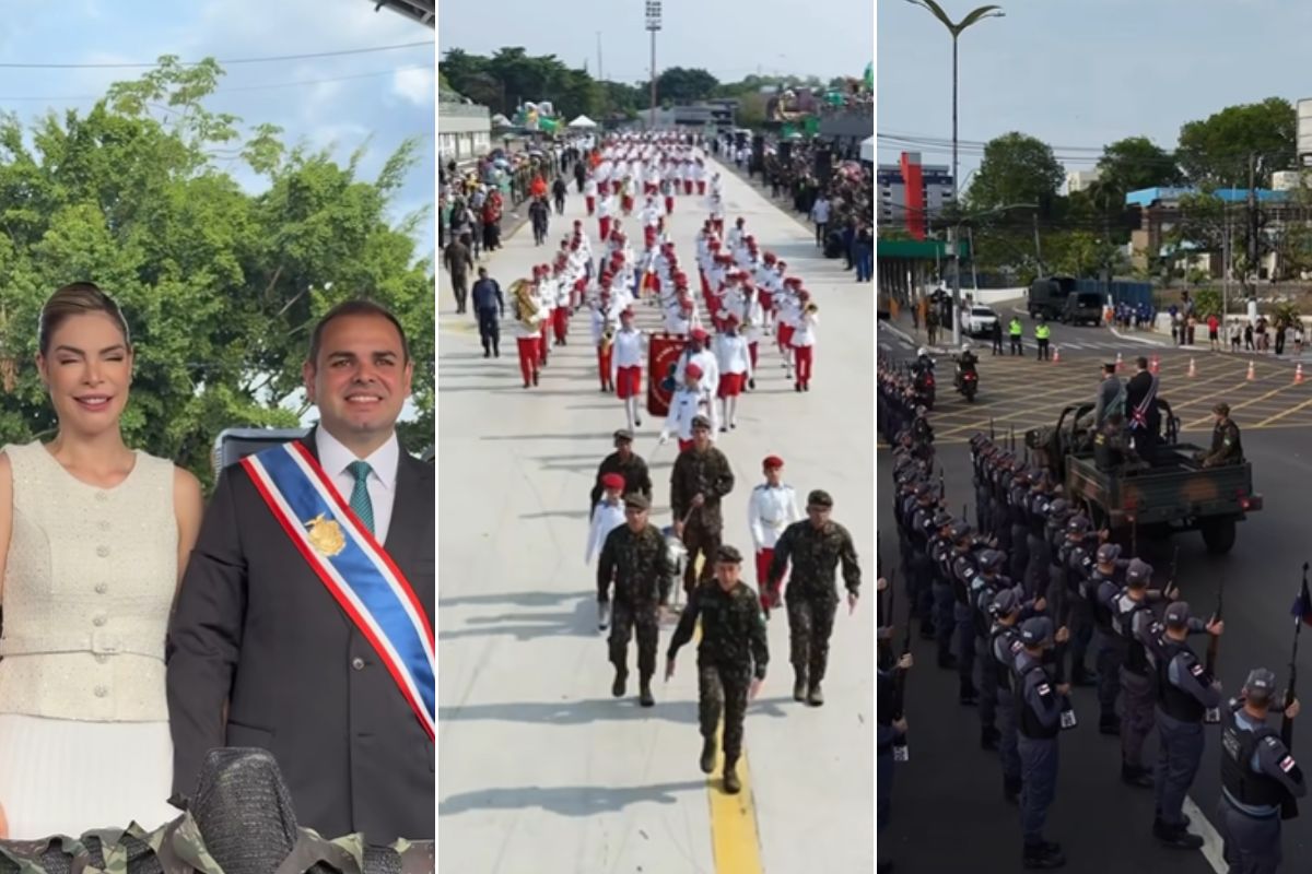 Desfile de 7 de Setembro em Manaus reúne militares e autoridades no Sambódromo.