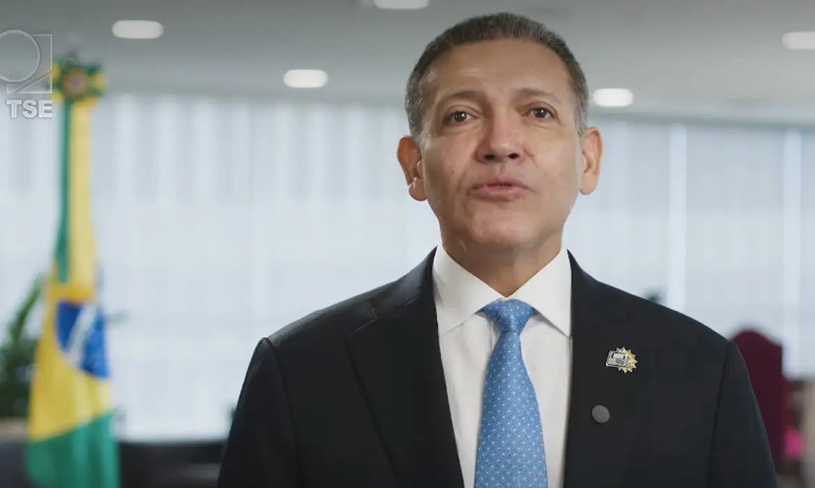 Presidente do TSE Kassio Nunes Marques durante pronunciamento eleitoral